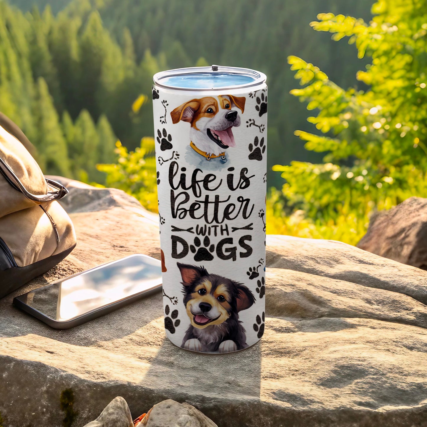 Life is Better with Dogs Paw Prints Tumbler product type