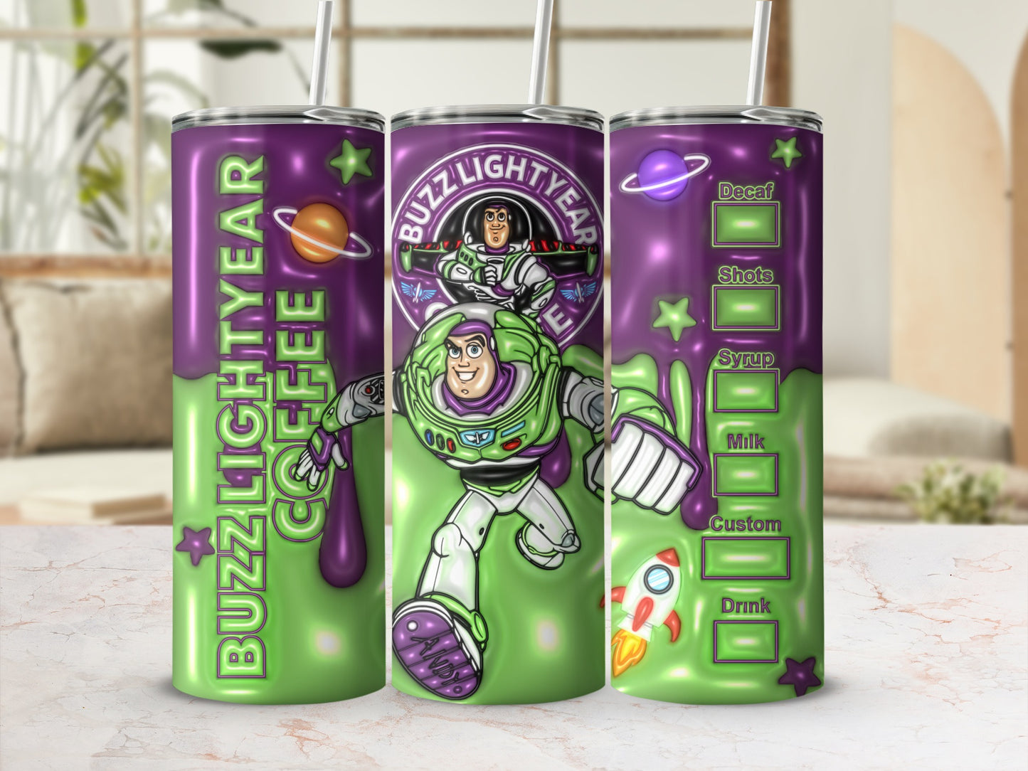 Buzz Lightyear Coffee Themed Tumbler with Straw
