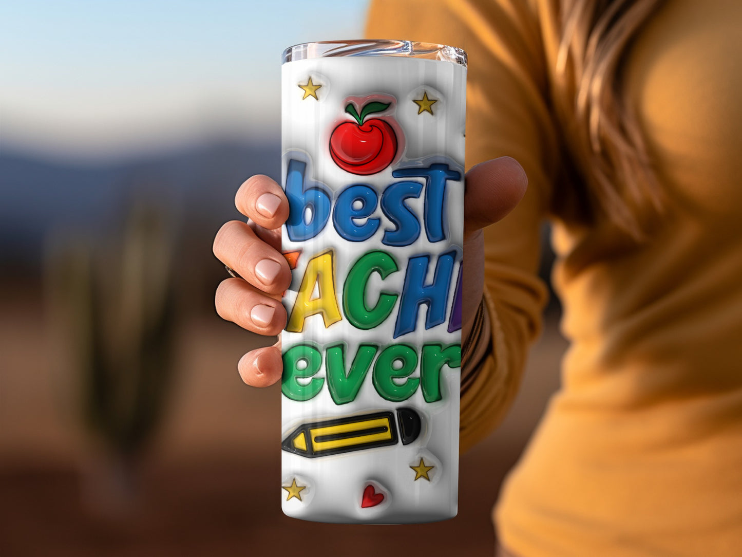 Best Teacher Ever with Apple Star Hearts and Flowers Tumblers