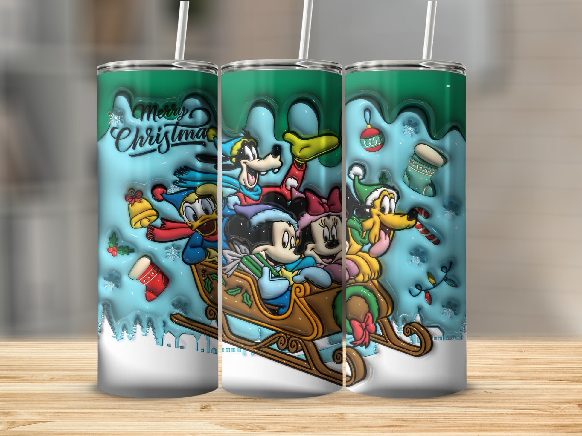 Merry Christmas Cartoon Characters Tumbler Cup