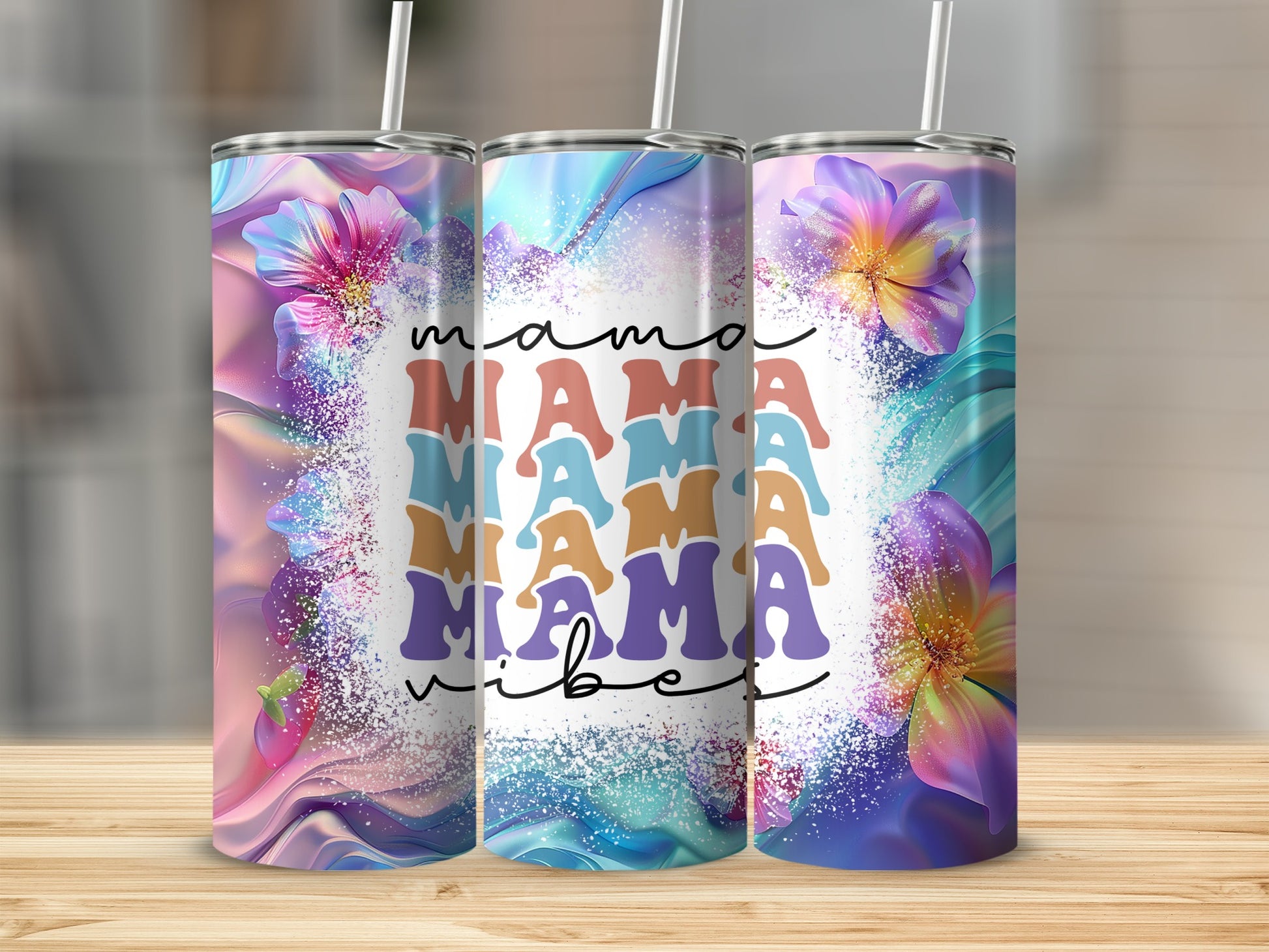 Colorful Floral Mama Vibes Tumbler