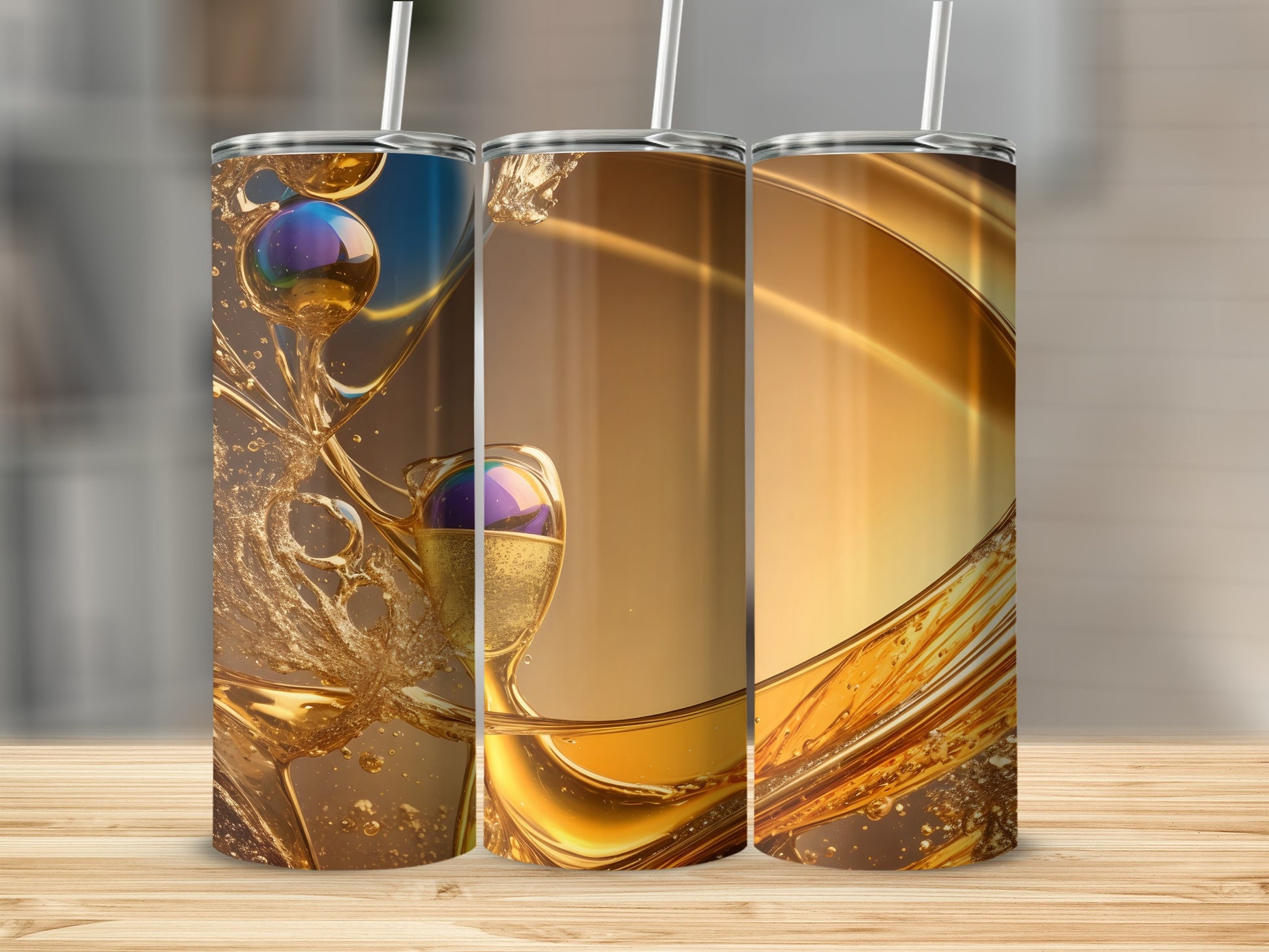 Golden Liquid Splashes Abstract Bubbles Elegant Design product type