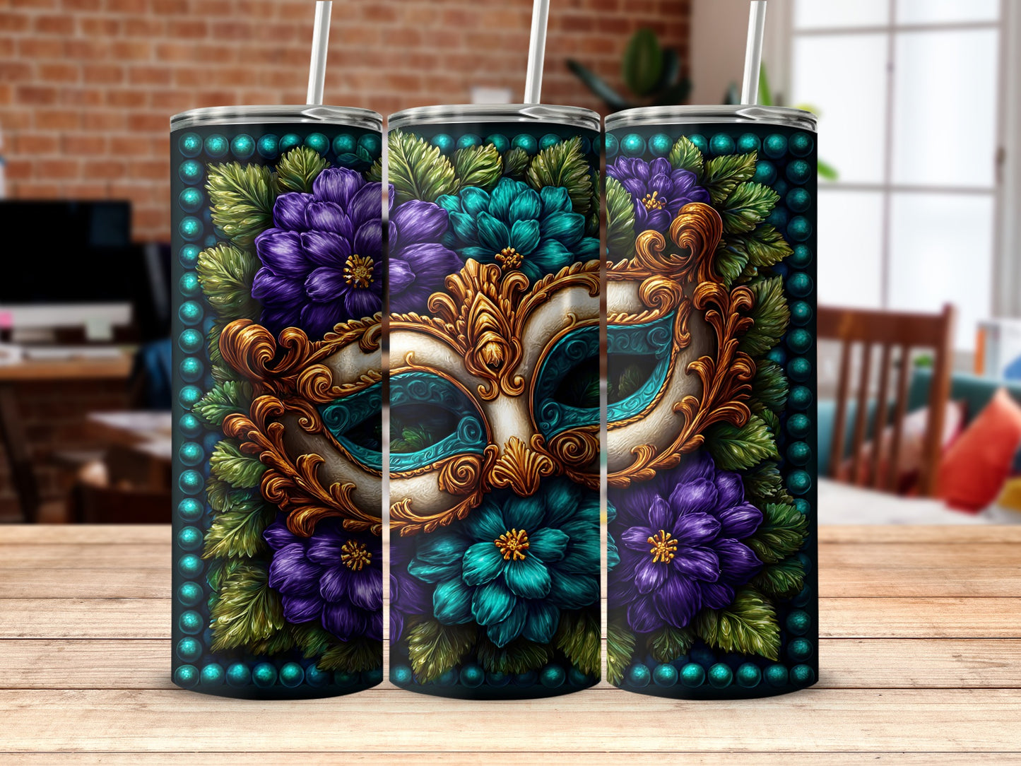 Floral Mask Design Tumbler Collection for Sale