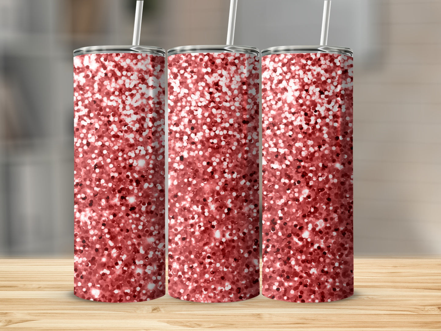 Sparkling Red and White Glitter Tumbler Cup Design