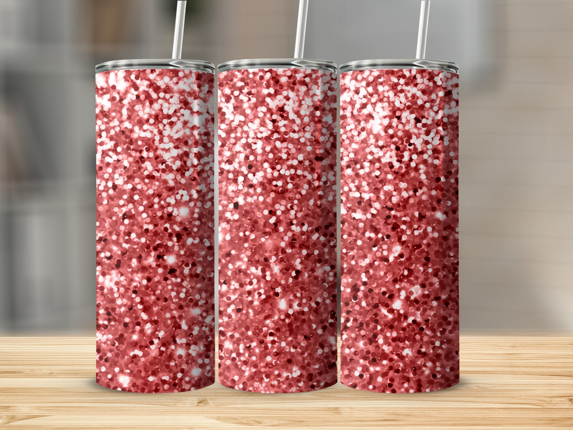 Sparkling Red and White Glitter Tumbler Cup Design