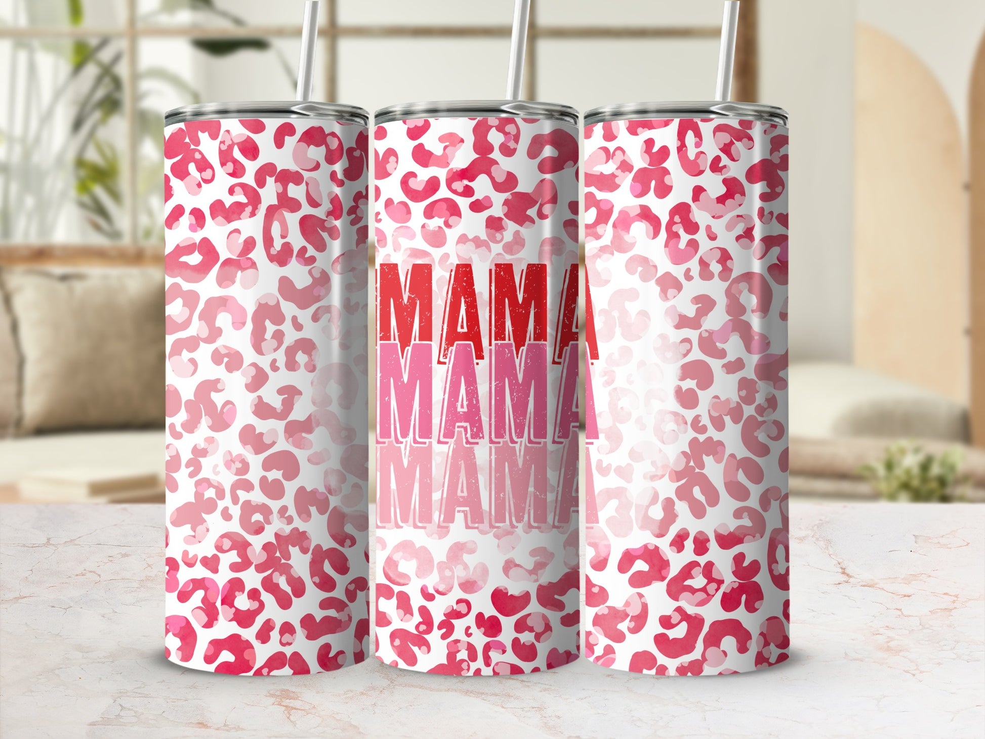 Pink Leopard Print Design Mama Pattern Tumbler