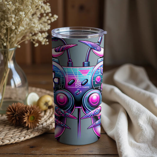 Retro Futuristic Robot Themed Drink Tumbler