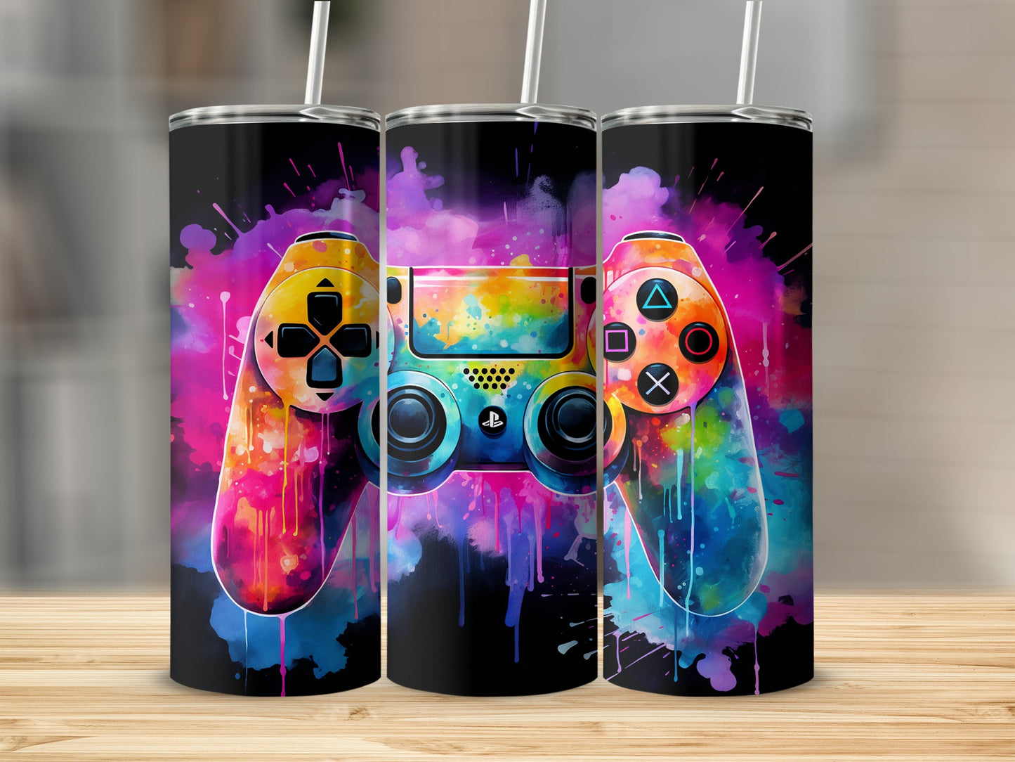 Colorful Gaming Controller Art Tumbler Cup for Gamers