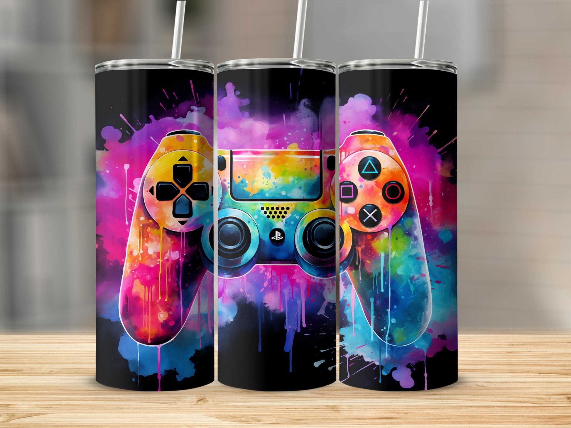 Colorful Gaming Controller Art Tumbler Cup for Gamers