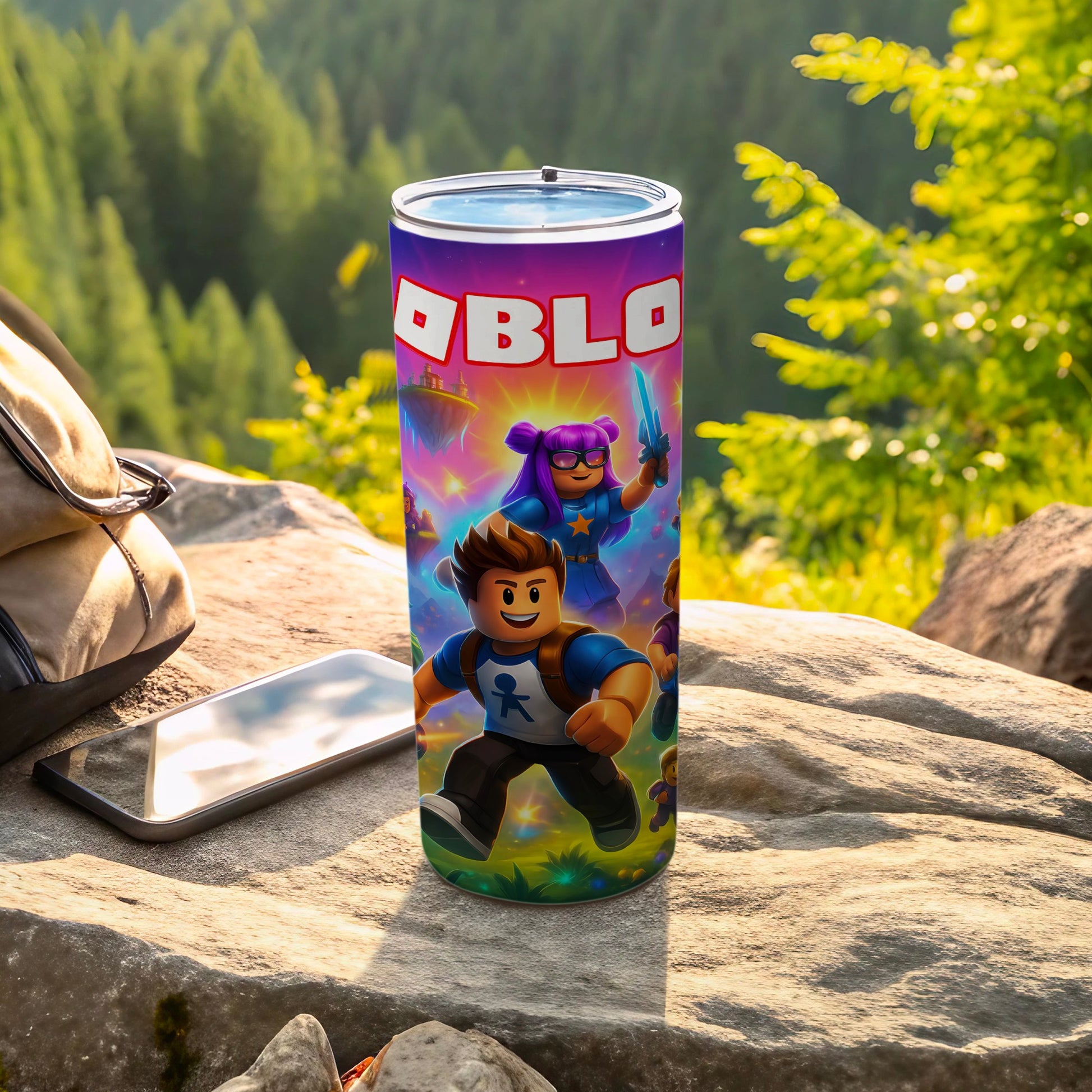 Colorful Adventure-Themed Travel Tumbler for Kids
