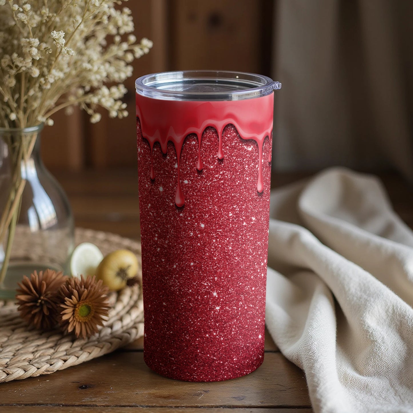 Glitter Red Tumbler with Dripping Detail Product