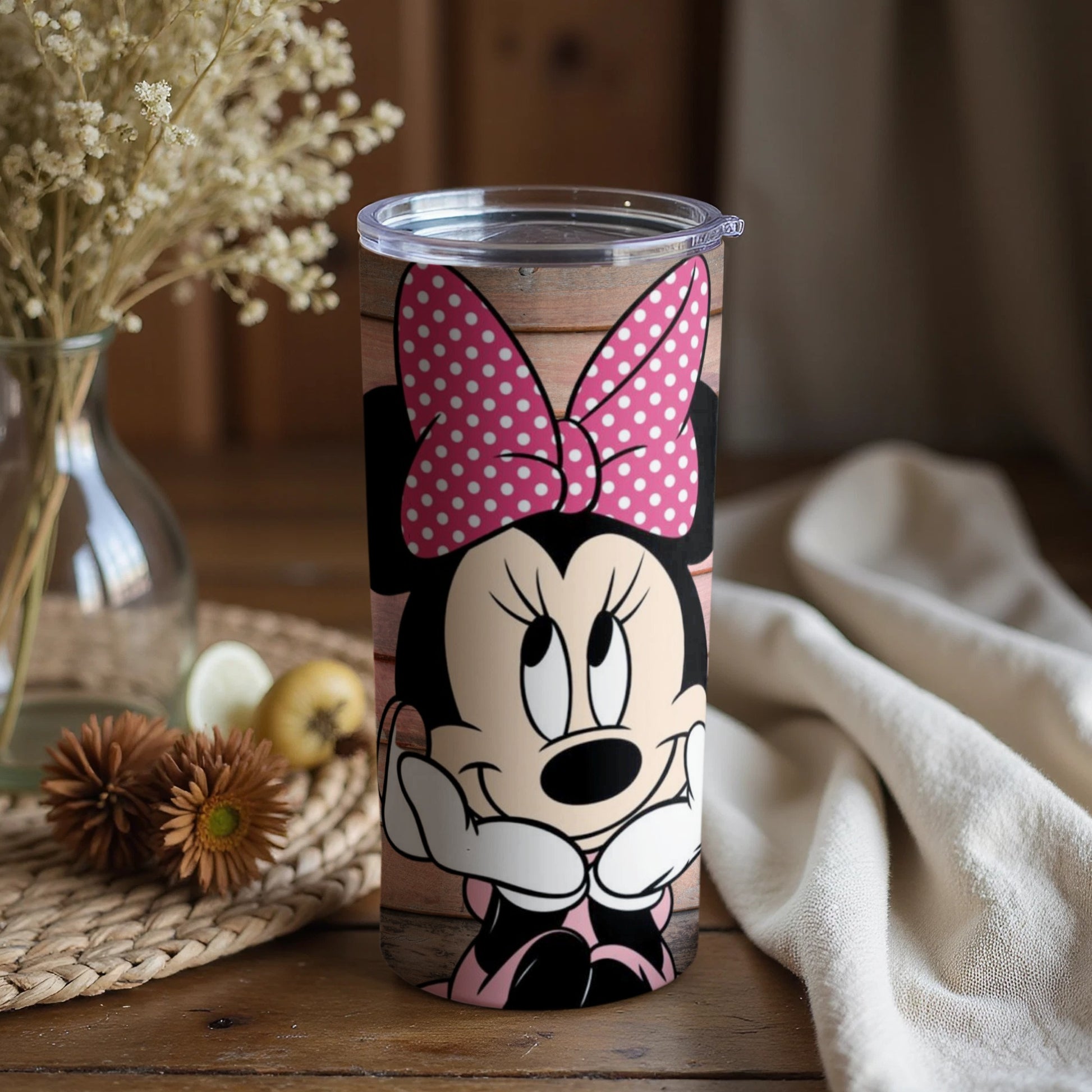 Minnie Mouse Tumbler Cup with Pink Polka Dot Bow