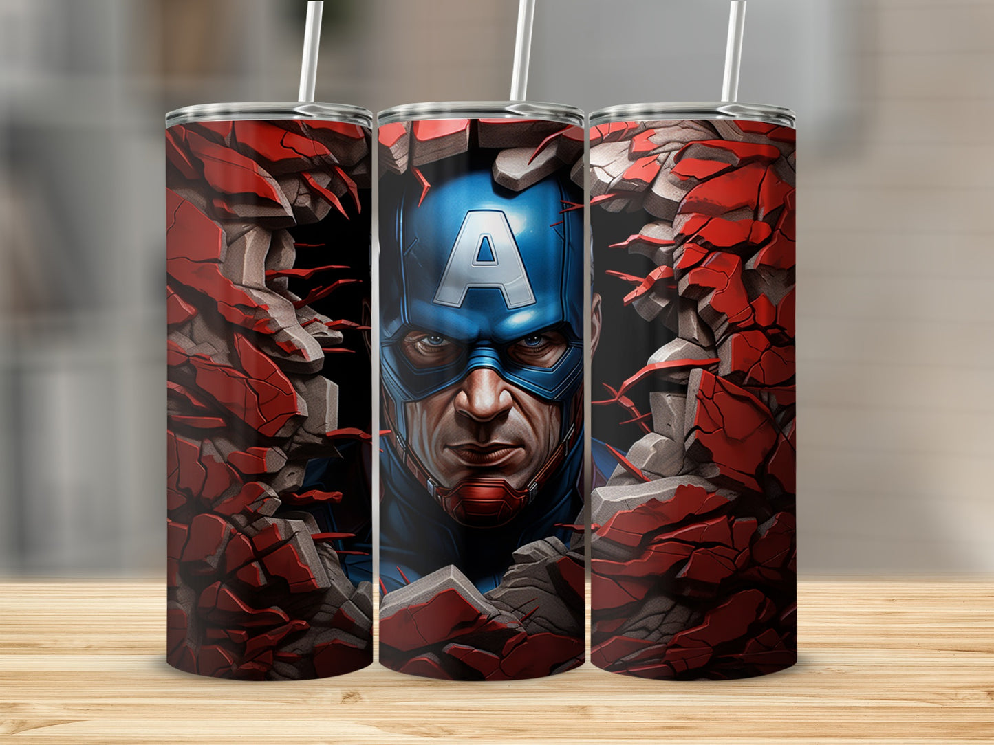 Superhero Shattered Wall Design Insulated Tumbler