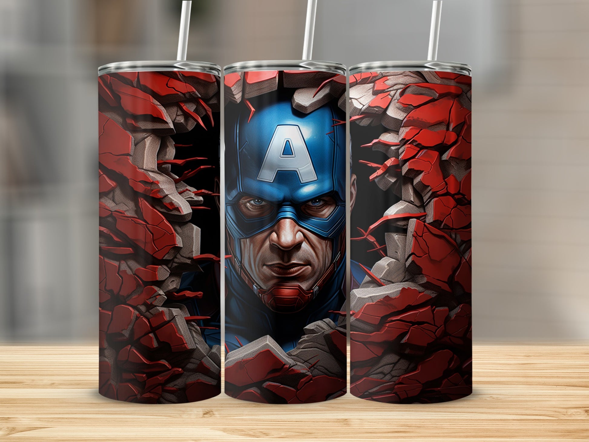 Superhero Shattered Wall Design Insulated Tumbler