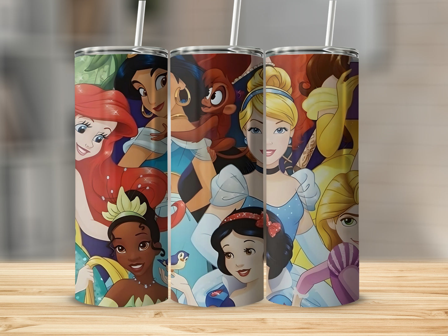 Colorful Animated Princess Characters Insulated Tumbler