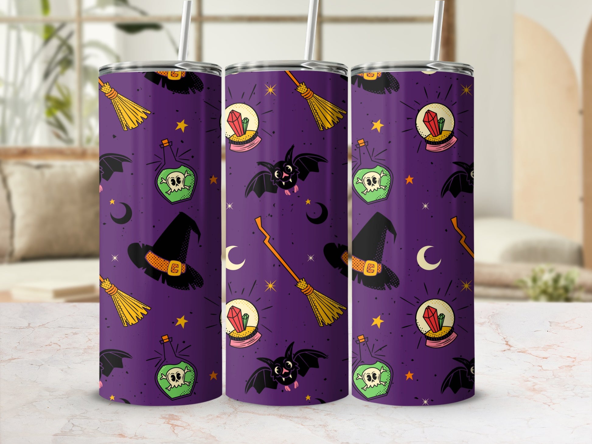 Halloween Witch Hat Broom Bat Fun Tumbler product