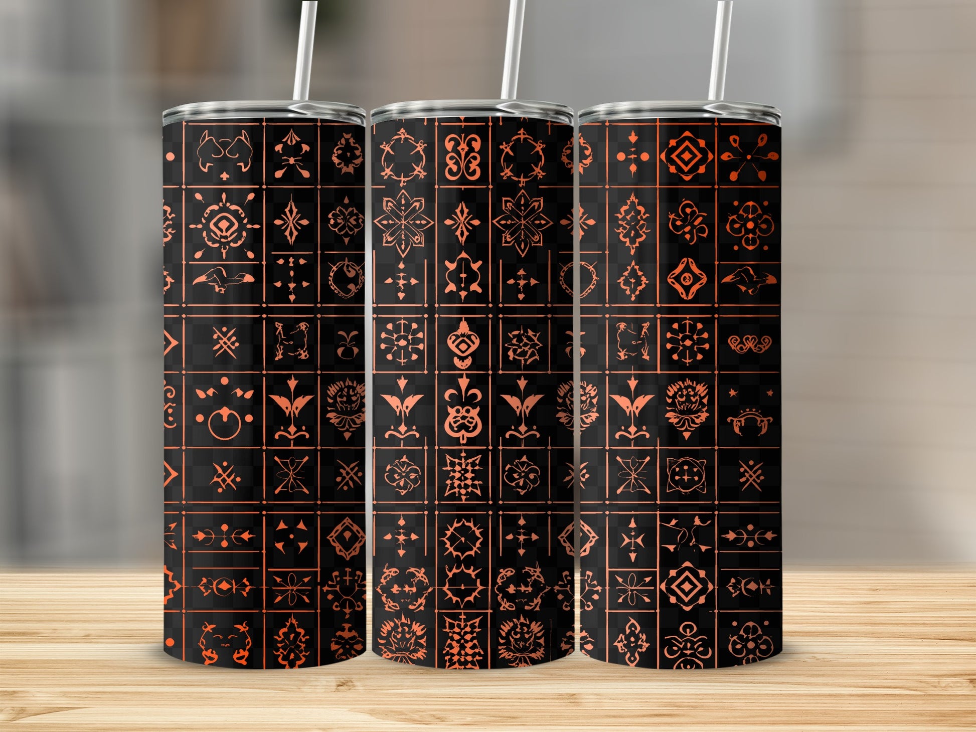Elegant Geometric Pattern Insulated Tumbler