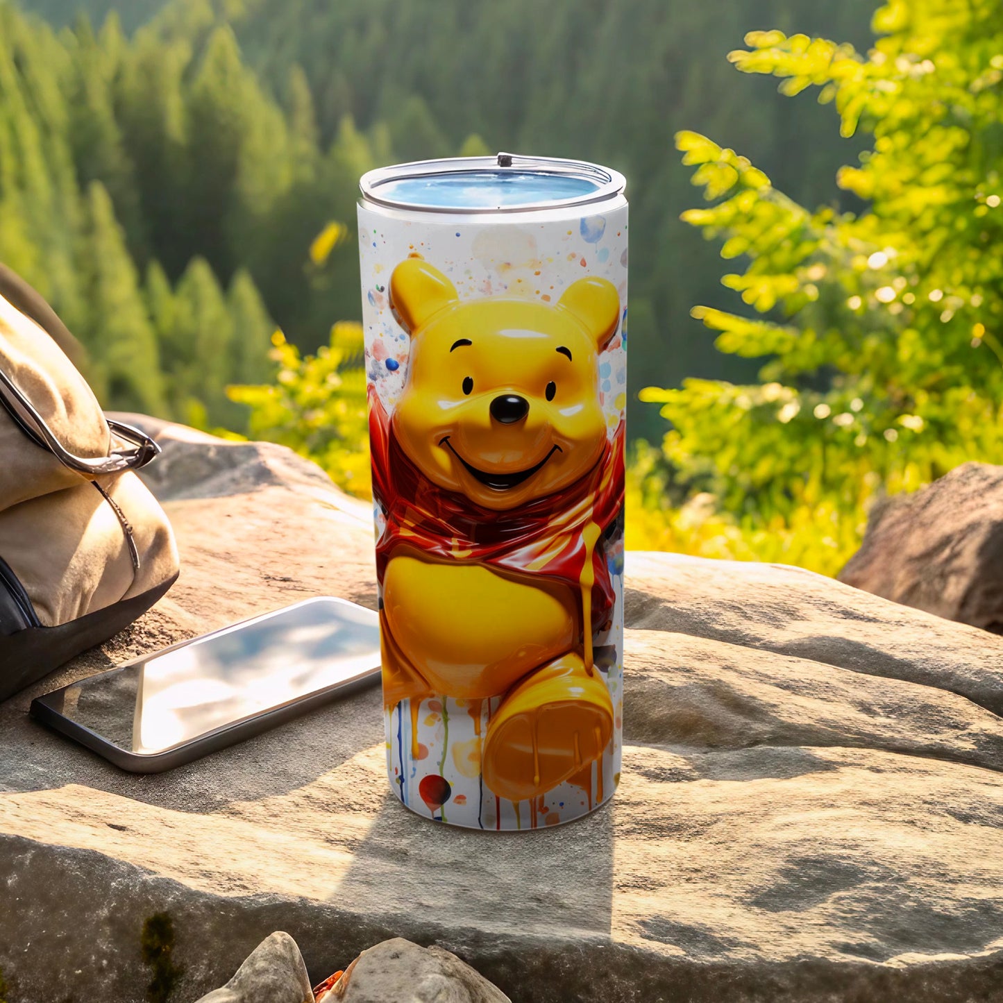 Vibrant Pooh Bear Travel Tumbler for Outdoor Adventures