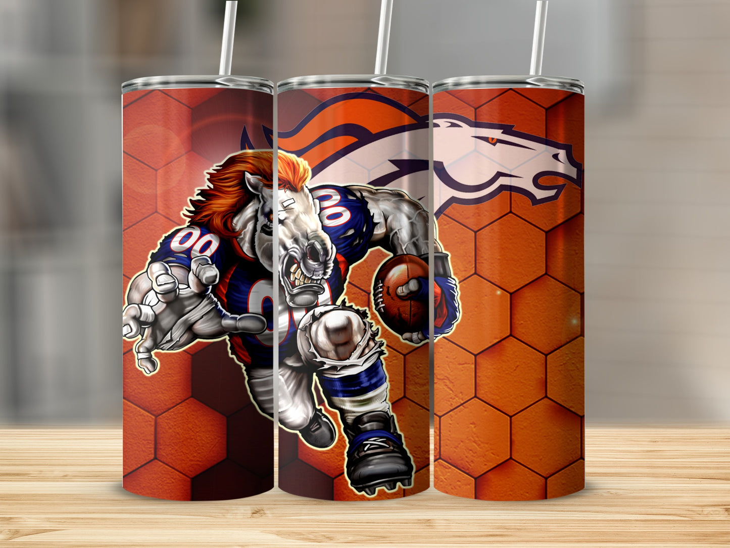 Denver Football Angry Horse Logo Sports Team Design Tumblers