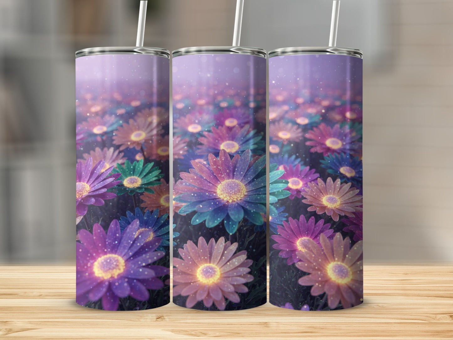 Colorful Floral Tumbler Cup with Straw for Summer Days