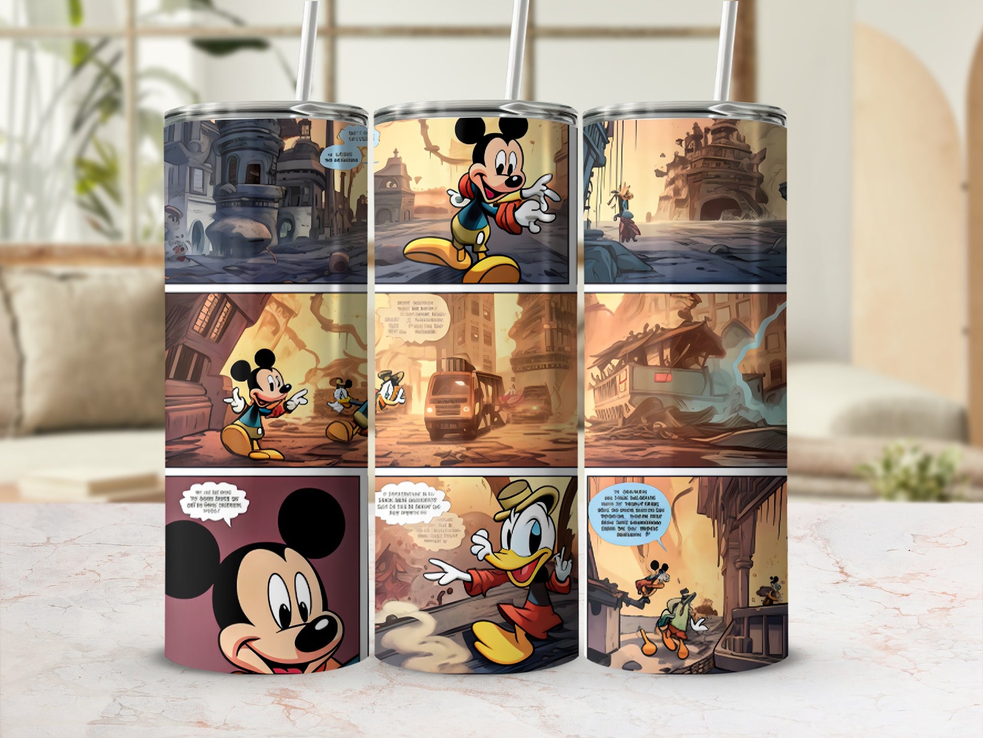 Classic Cartoon Adventure Scene Stainless Steel Tumbler