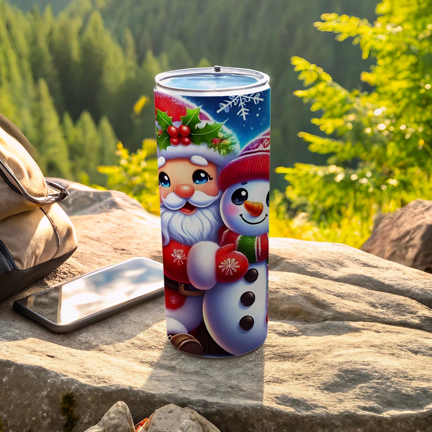 Festive Santa and Snowman Insulated Tumbler Cup