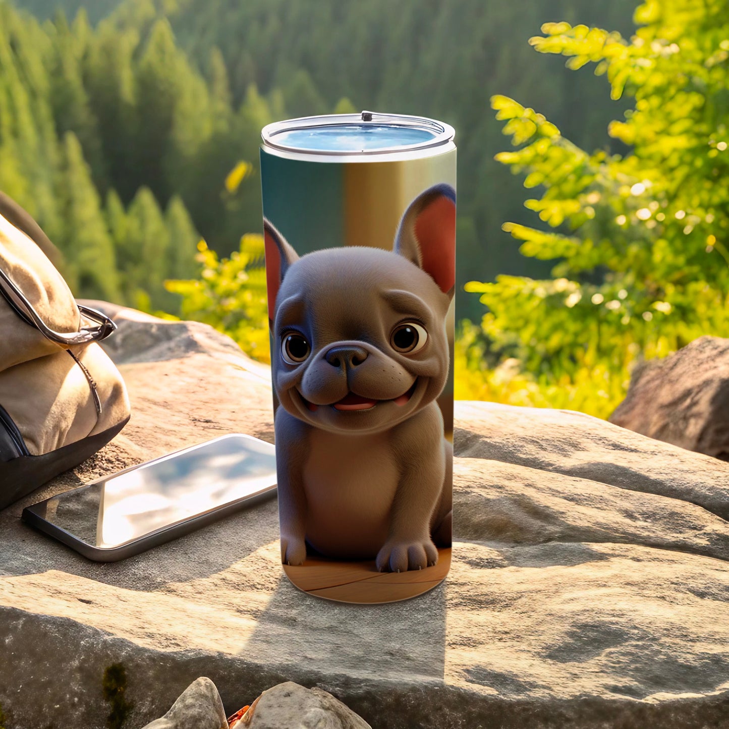 Cute French Bulldog Design Travel Tumbler with Lid
