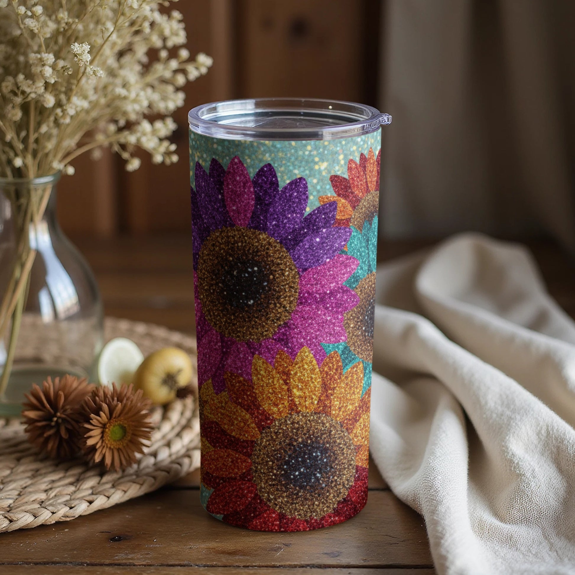 Vibrant Sunflower Themed Tumbler With Stunning Colors