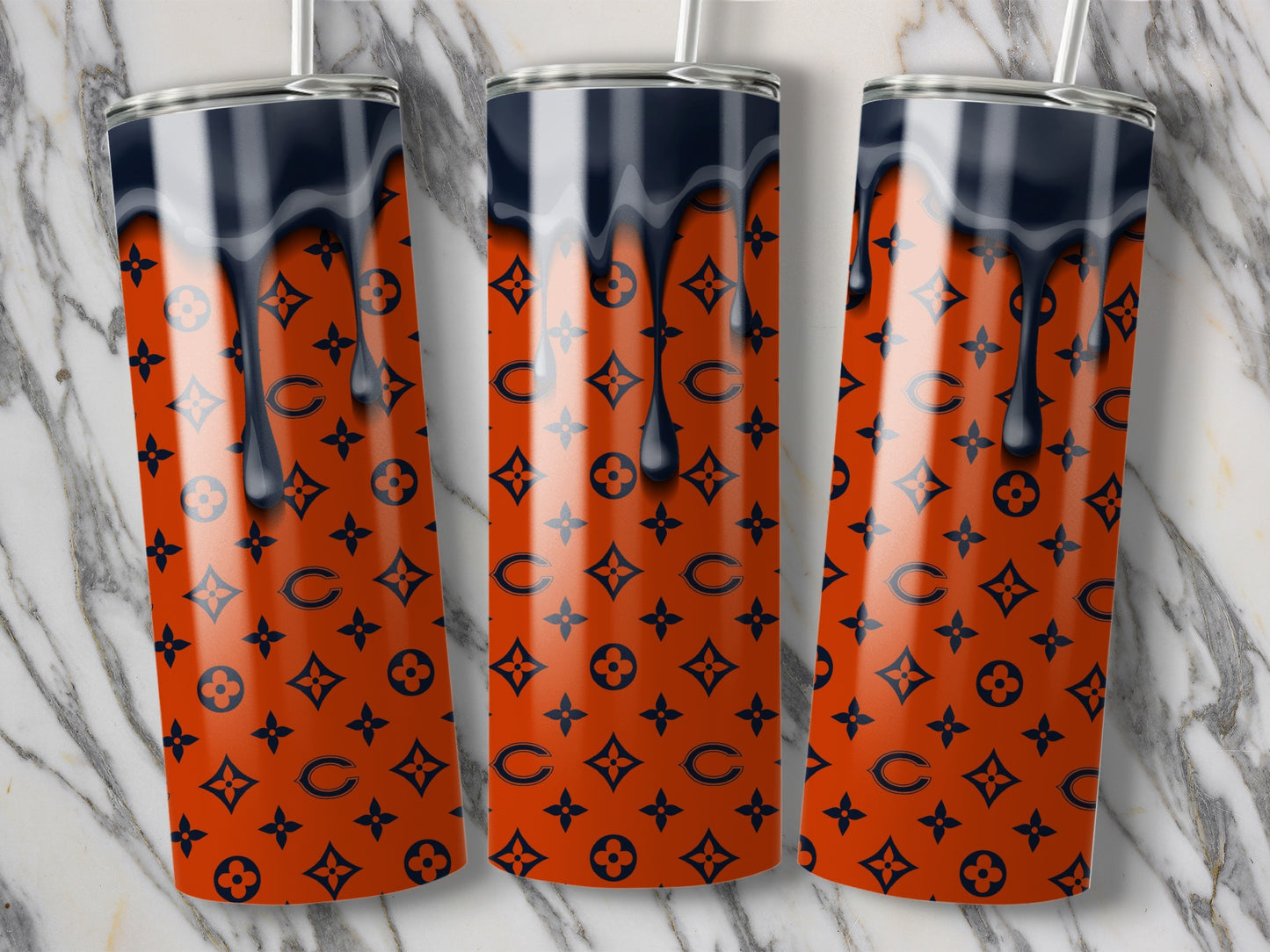 Orange Background with Dripping Effect Pattern Chicago Tumblers