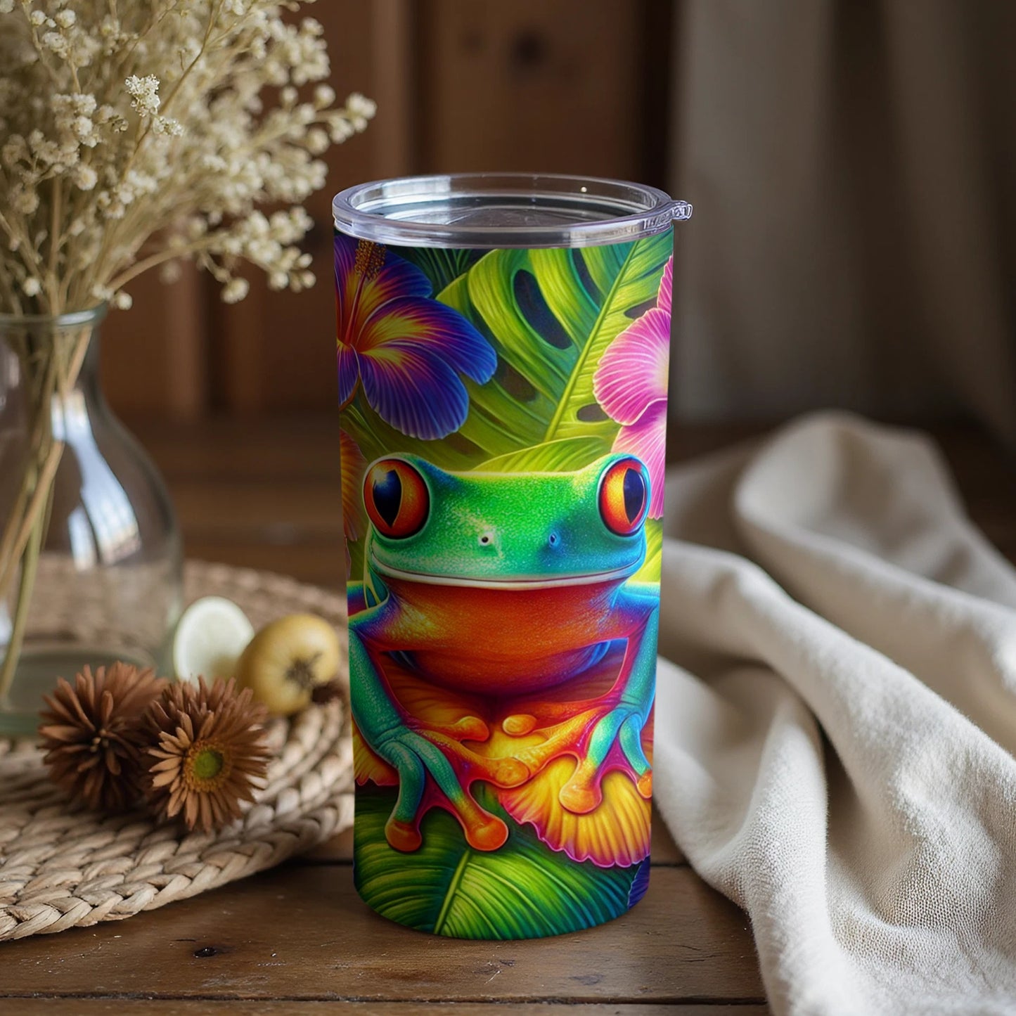 Colorful Frog Design Insulated Tumbler for Travel Drink