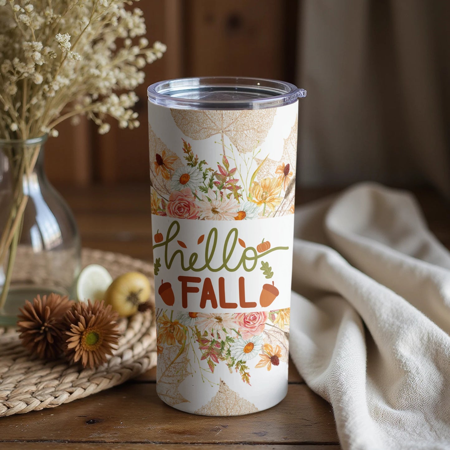 Hello Fall Floral Design Hello Fall Insulated Tumbler