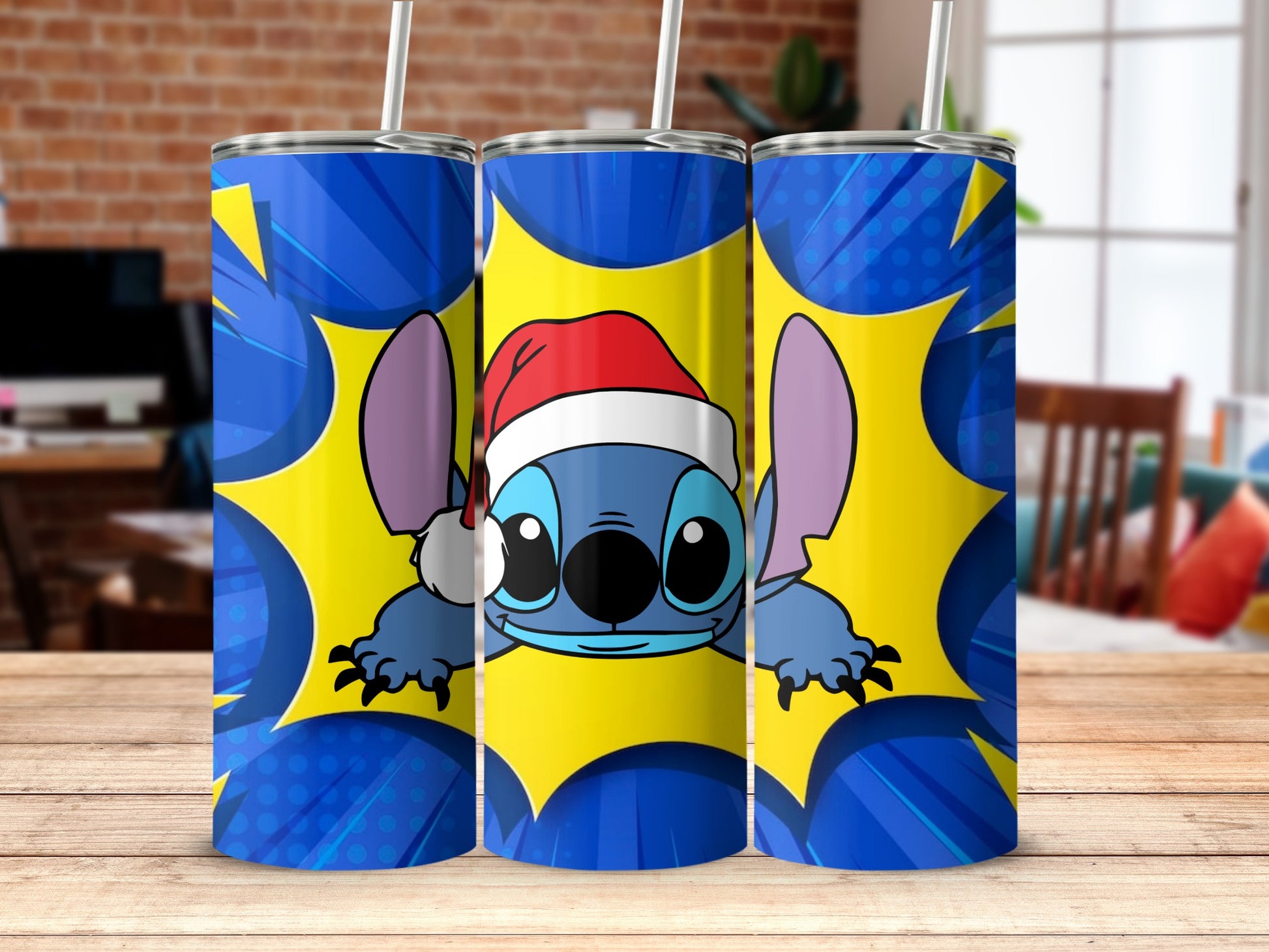 Festive Blue Character Design Pop Art Style Tumbler