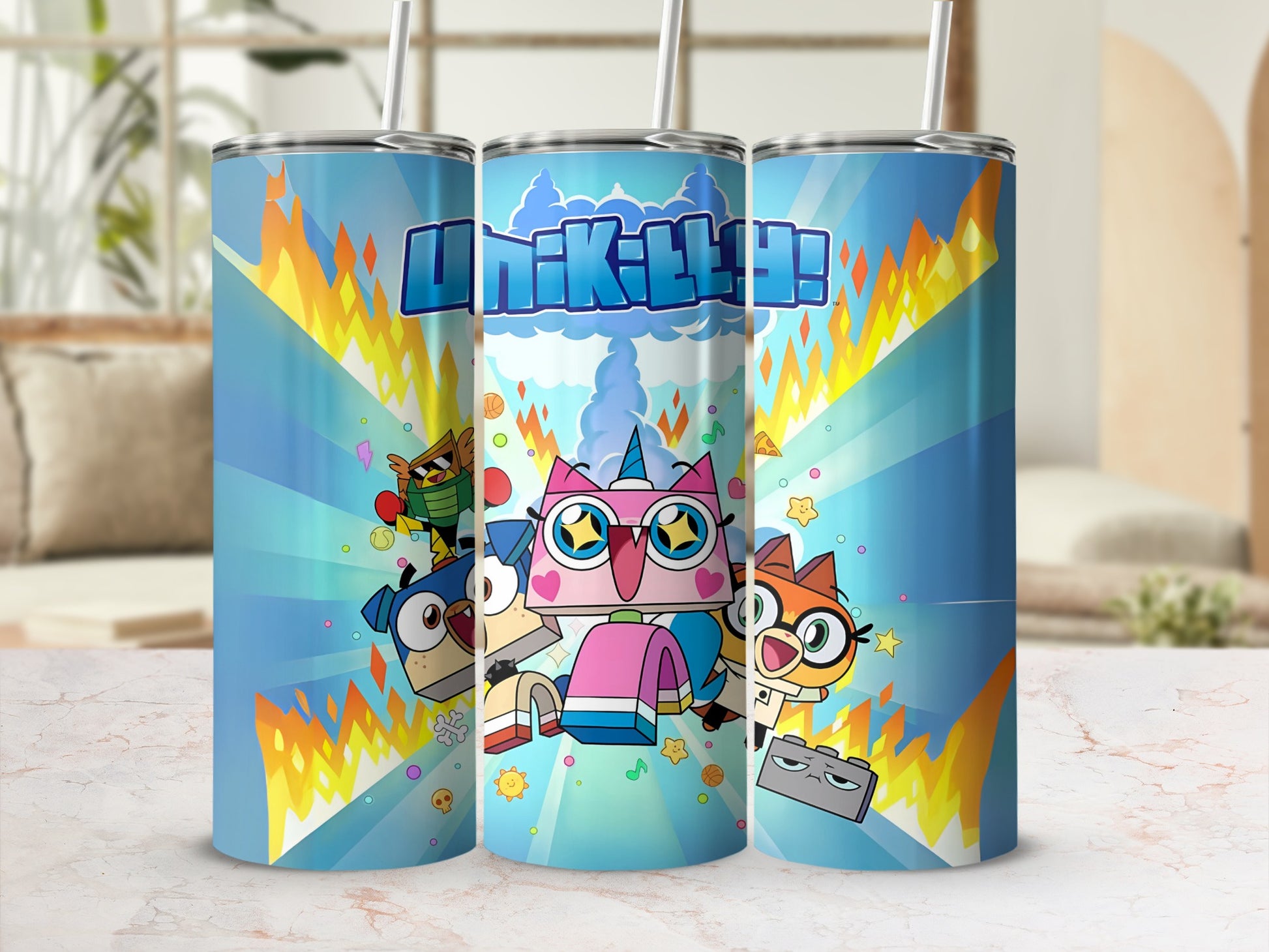 Unikitty Friends Colorful Tall Tumbler with Straw