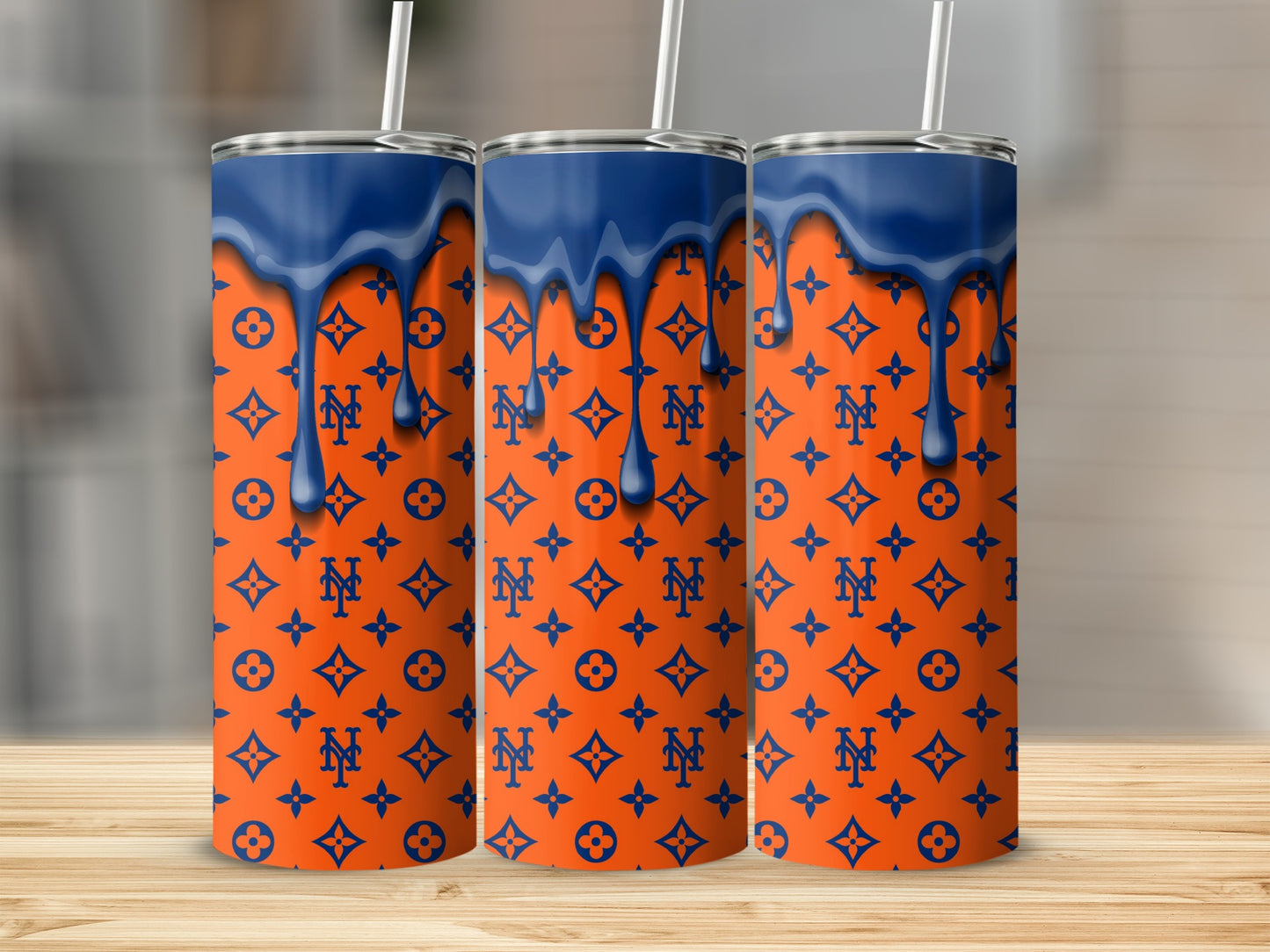 Mets LV Style Drip Pattern Orange Design Style Tumblers