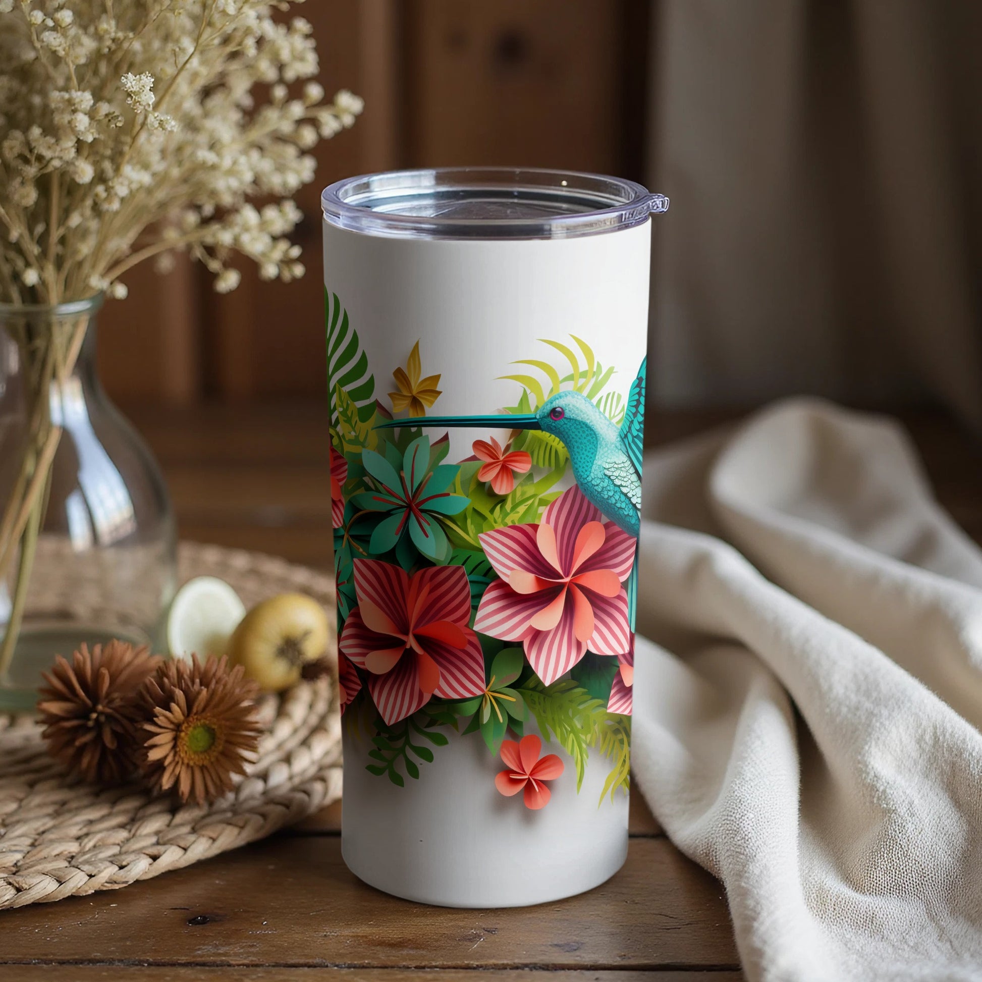 Hummingbird and Floral Design Insulated Tumbler Product