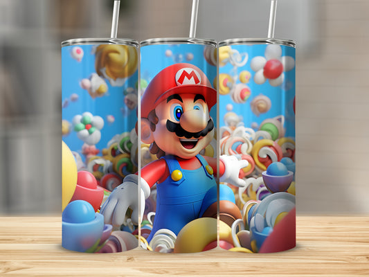 Vibrant Cartoon Character with Candy Swirls Tumbler