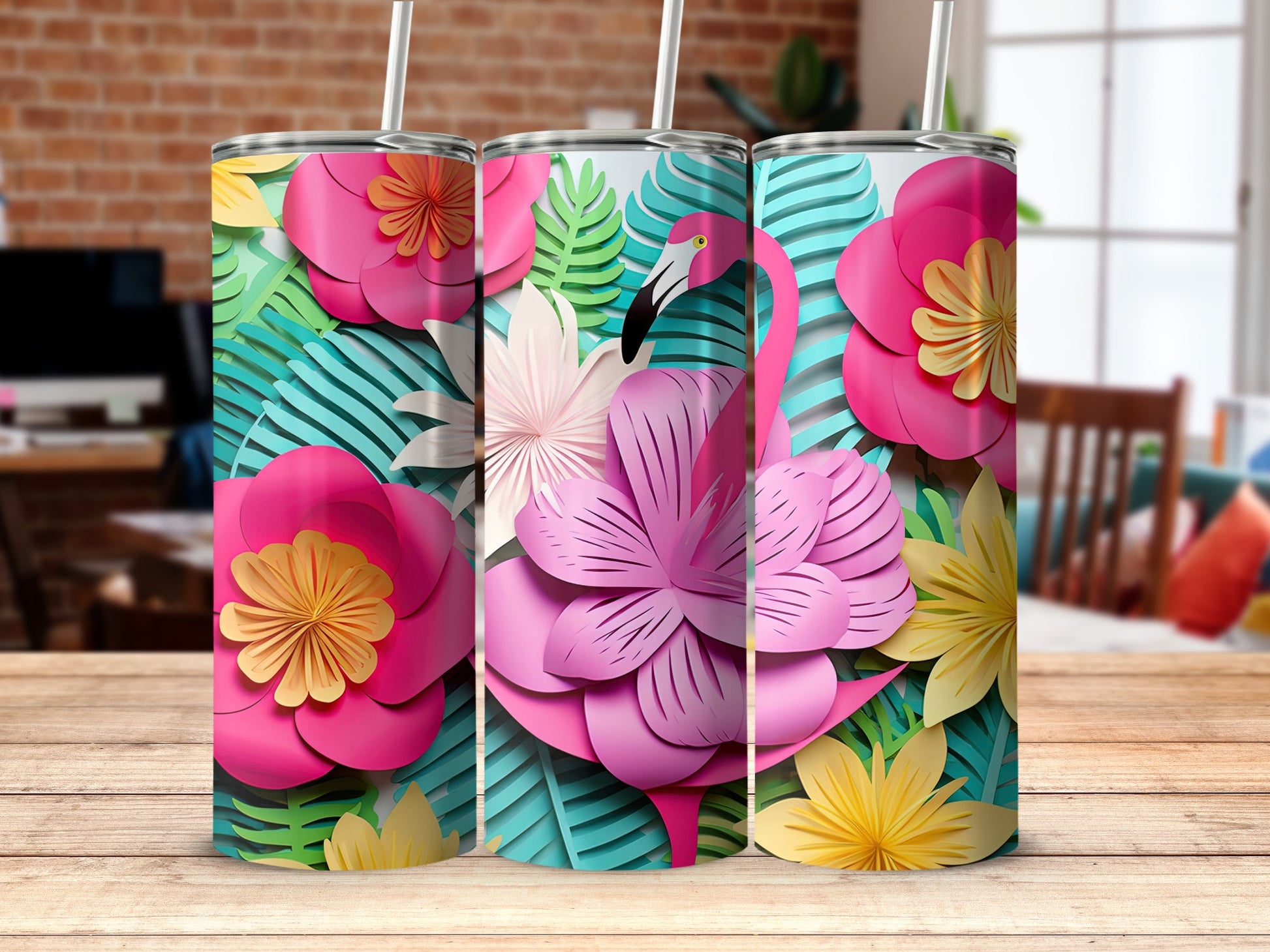 Colorful Tropical Design Metal Drinks Tumbler