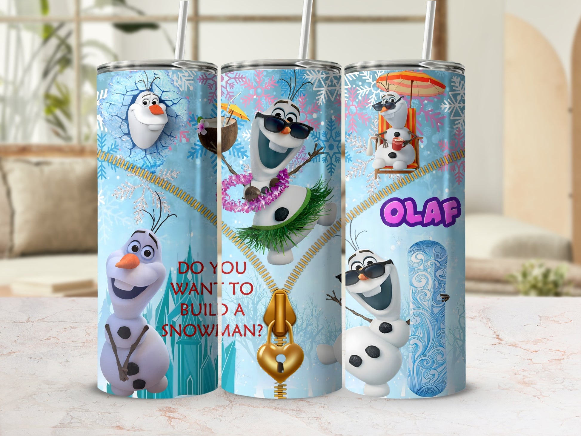 Olaf Tumbler with Snowman Character Design for Kids