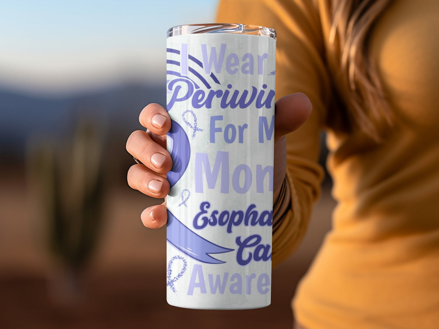 I Wear Periwinkle For My Mom Esophageal Cancer Awareness Tumbler