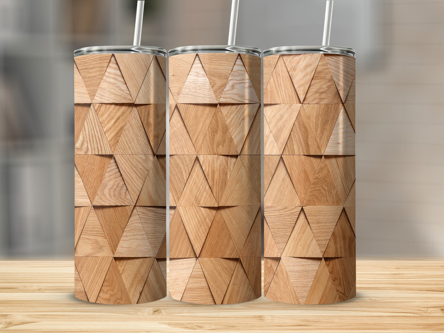 Geometric Triangle Wood Pattern Tumblers product type