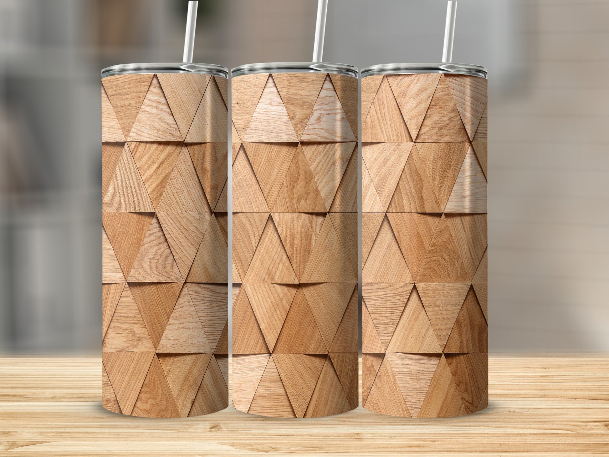 Geometric Triangle Wood Pattern Tumblers product type