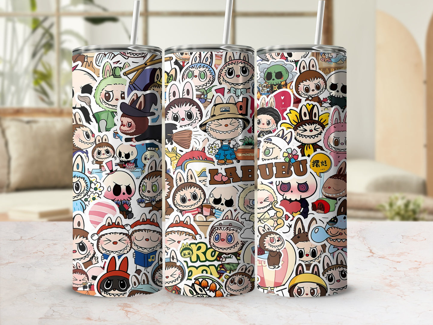Cute Cartoon Characters Pattern on Tumbler Drinkware