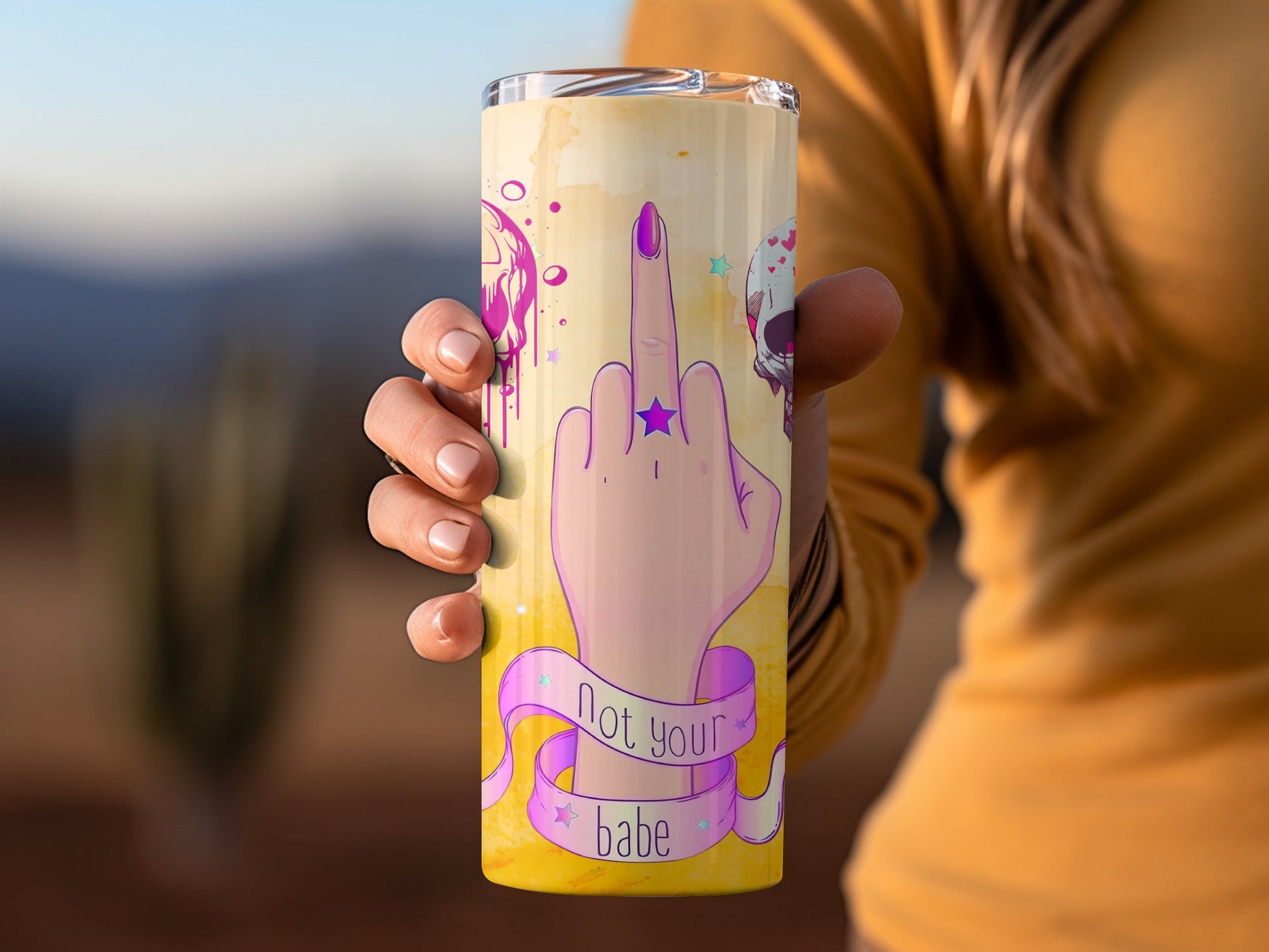 Not Your Babe Middle Finger Insult Art Tumbler