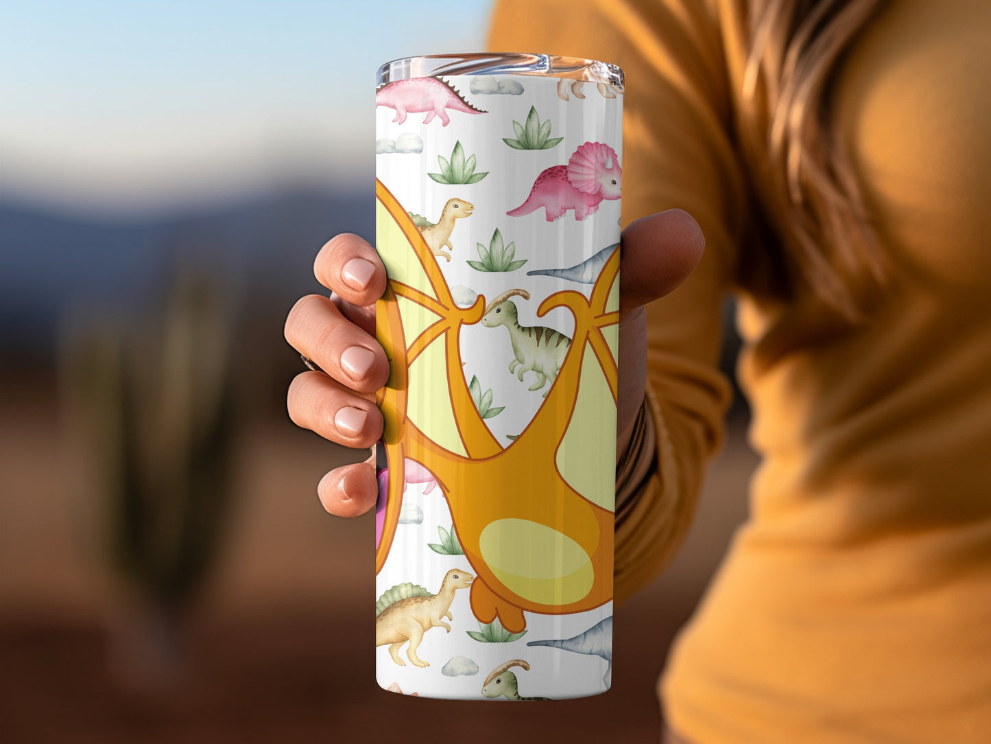 Dinosaur And Pterodactyl Pattern Tumbler Cup