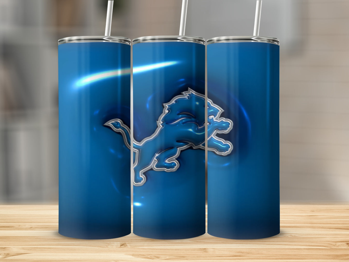 Blue Lion Silver Trim on Blue Background Tumblers