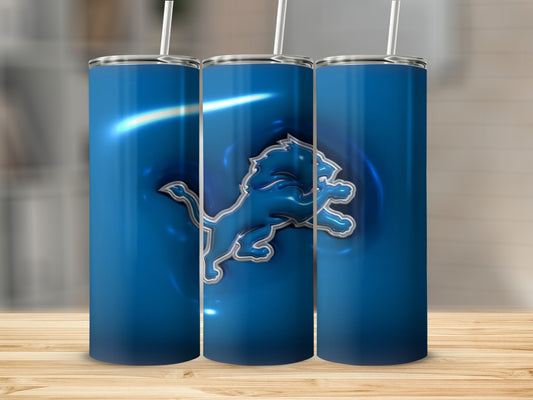Blue Lion Silver Trim on Blue Background Tumblers