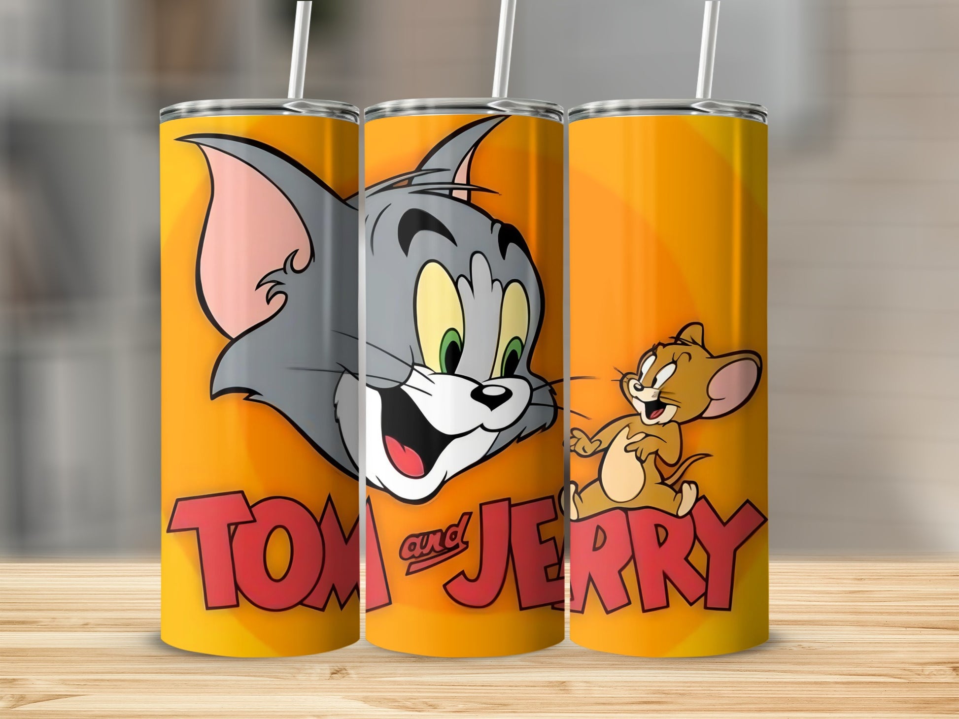 Tom and Jerry Tumbler Colorful Cartoon Design