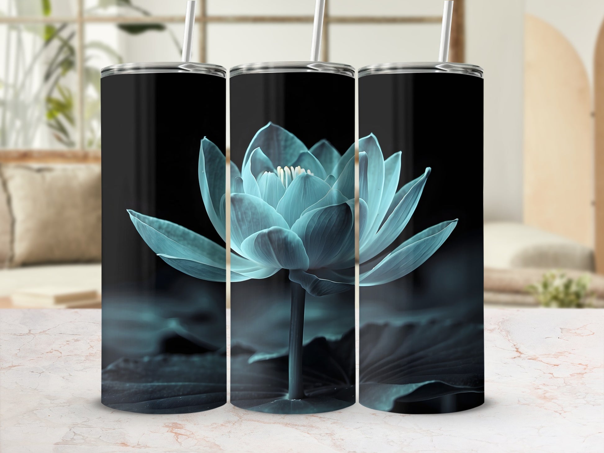 Mystic Glowing Blue Lotus Dark Design Tumbler product type