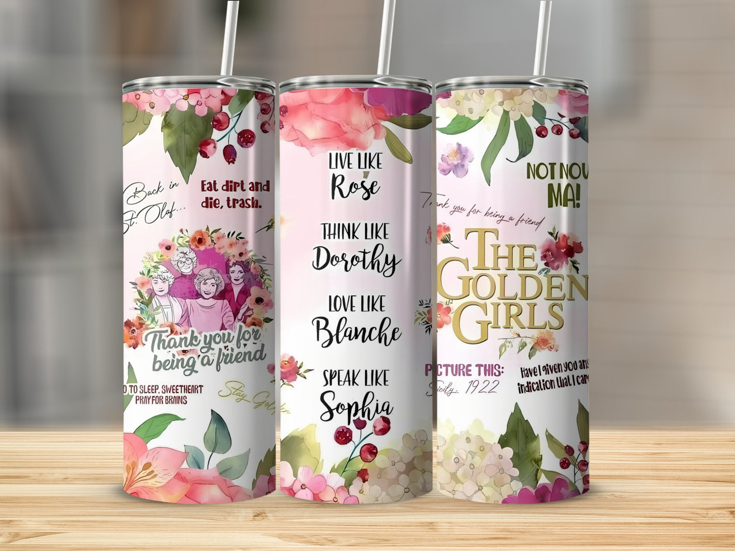 The Golden Girls themed decorative tumbler product