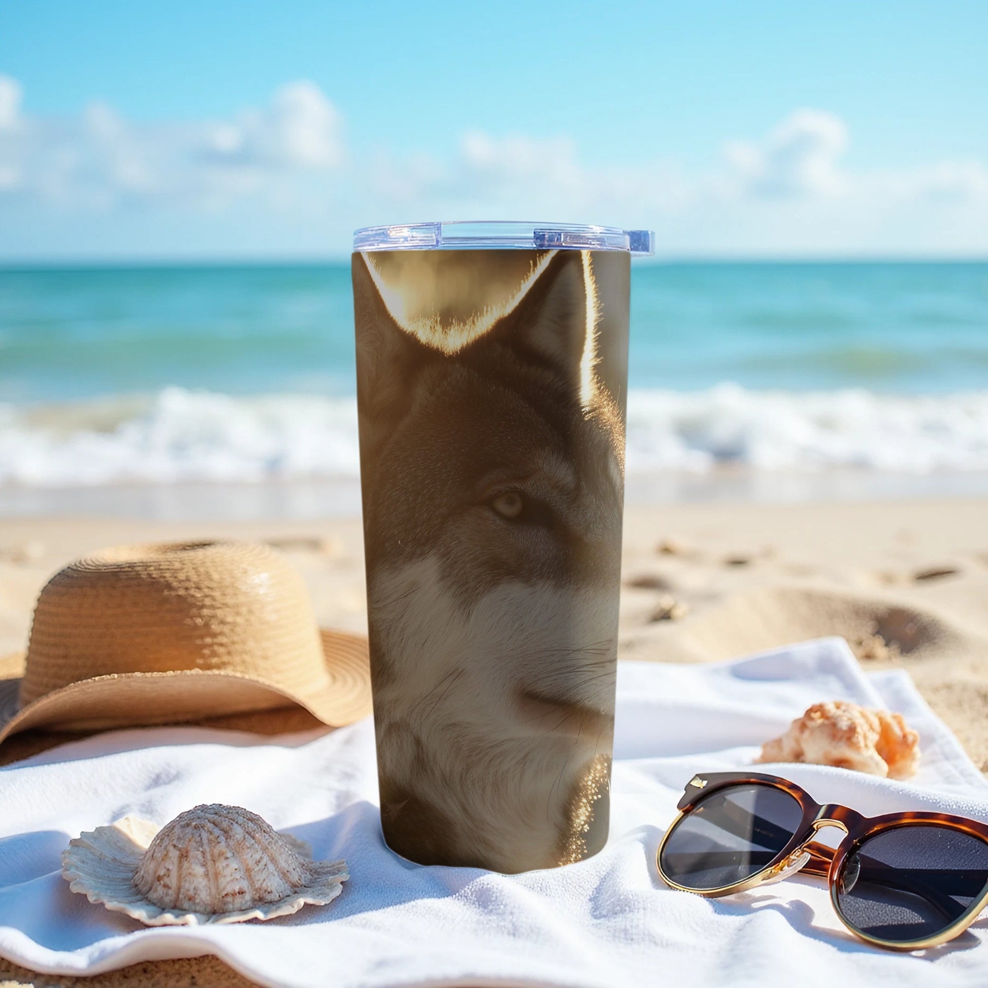 Majestic Wolf Face Ocean Beach Summer Tumbler product type